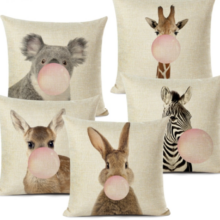 Housse de coussin animaux Bubble Gum