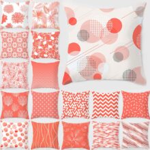 Housse de coussin géométrique fleur corail  1