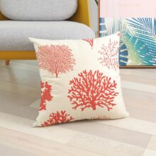 Housse de coussin géométrique fleur corail  3