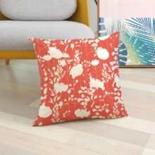 Housse de coussin géométrique fleur corail  4