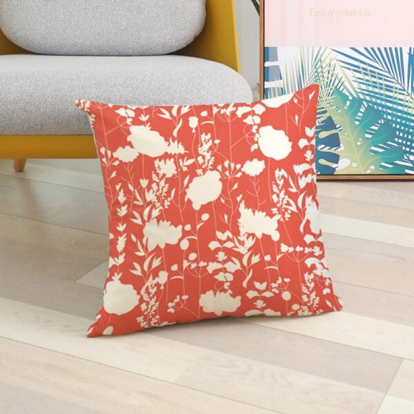 Housse de coussin géométrique fleur corail  4