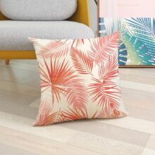 Housse de coussin géométrique fleur corail  6