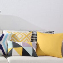 Housse de coussin scandinave géométrique bleu jaune Housse de coussin scandinave géométrique bleu jaune 3