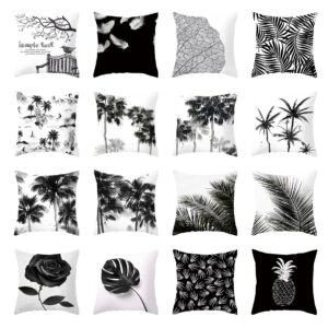 Housse de coussin jungle palmeraie noir et blanc Housse de coussin jungle palmeraie noir et blanc 1