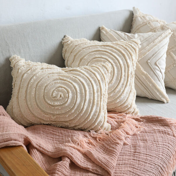 Housse de coussin cercle naturel boho 1