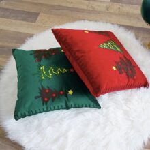 housse de Coussin noël sapin brodé rouget vert 4