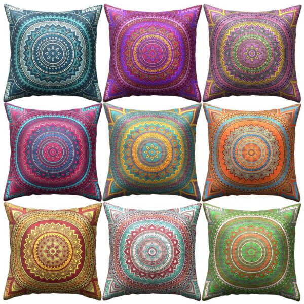 Housse de coussin Mandala cercle de couleur 2