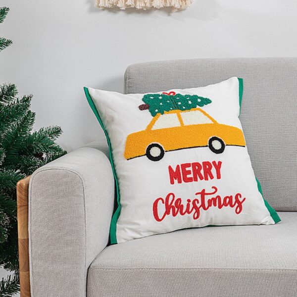 housse de Coussin de noël guirlande brodée 3