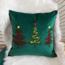 housse de Coussin noël sapin brodé rouget vert 3
