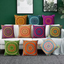 Housse de coussin Mandala cercle de couleur 1