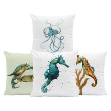 Housse de coussin marin hippocampe Housse de coussin marin hippocampe  1