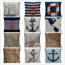 Housse de coussin marin bateau bleu Housse de coussin marin bateau bleu 1