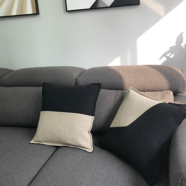 Housse de Coussin moderne noir ivoire Housse de Coussin moderne noir ivoire 3