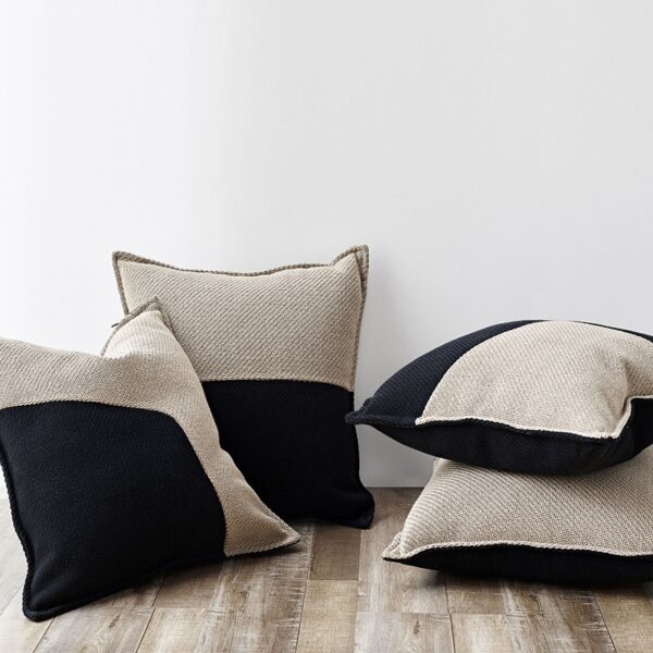 Housse de Coussin moderne noir ivoire Housse de Coussin moderne noir ivoire 2