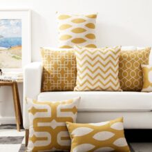 Housse de coussin scandinave géométrique jaune Housse de coussin scandinave géométrique jaune 1