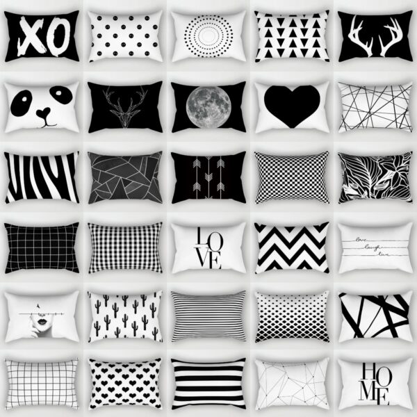 Housse de coussin Modernes love noir & blanc  1
