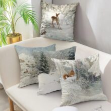 Housse de coussin Noël forêt en neige Housse de coussin Noël forêt en neige 1
