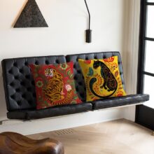 Housse de coussin jaune panthère noir Housse de coussin jaune panthère noir 1