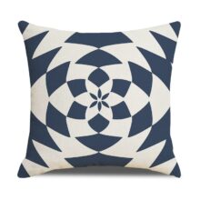 Housse de coussin Scandinave géométrique fleur bleu  3