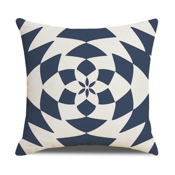 Housse de coussin Scandinave géométrique fleur bleu  3
