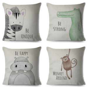 Housse de coussin Drôle d’animaux en dessin Housse de coussin Drôle d'animaux en dessin 1