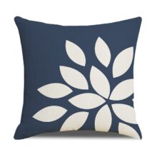 Housse de coussin Scandinave géométrique fleur bleu  2