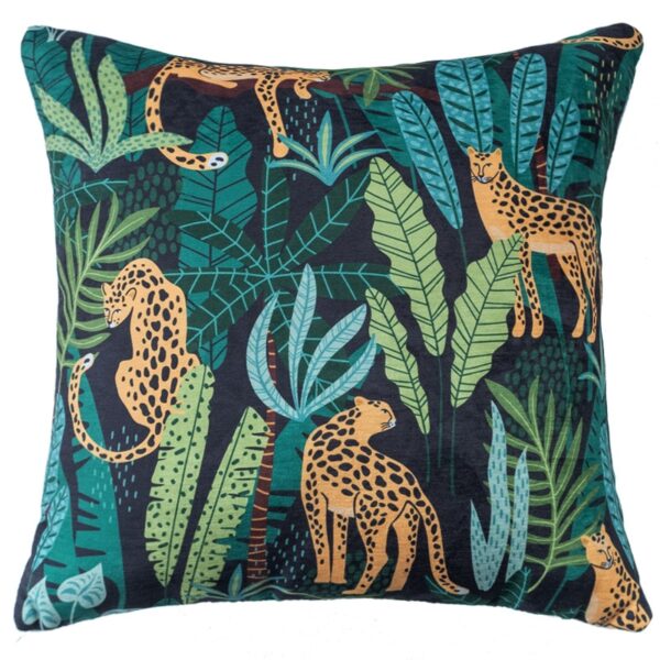 Housse de coussin jungle velours tigre et toucan blue lagoon Housse de coussin jungle velours tigre et toucan blue lagoon 3