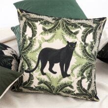 Housse de coussin jungle en velours panthère noir Housse de coussin jungle en velours panthère noir 2