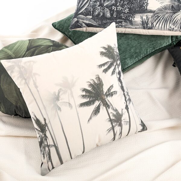 Housse de coussin nature jungle retro noir et blanc 4
