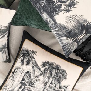 Housse de coussin nature jungle retro noir et blanc Housse de coussin nature jungle retro noir et blanc 2