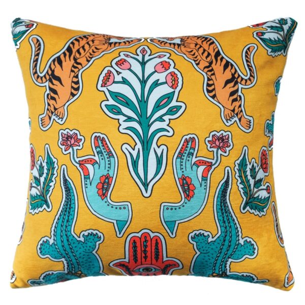 Housse de coussin jungle velours tigre et toucan blue lagoon Housse de coussin jungle velours tigre et toucan blue lagoon 4