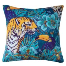Housse de coussin jungle velours tigre et toucan blue lagoon Housse de coussin jungle velours tigre et toucan blue lagoon 5