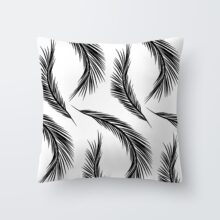 Housse de coussin Nature tropical noir et blanc 3