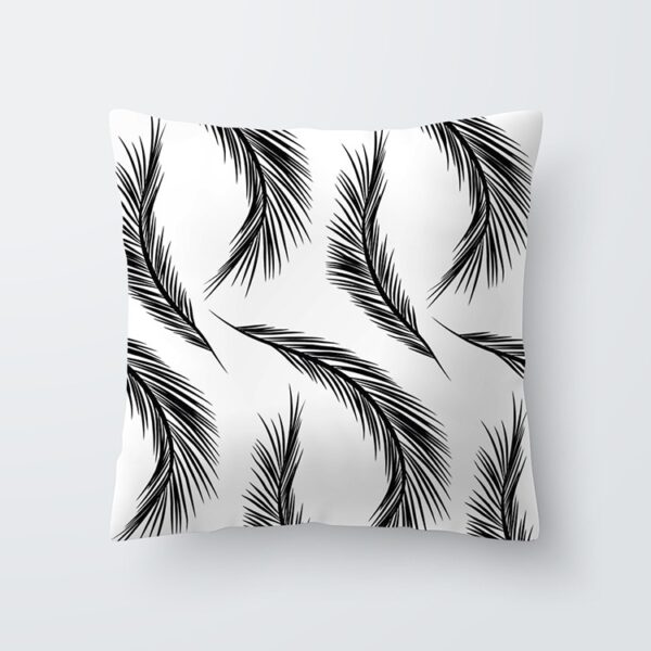 Housse de coussin Nature tropical noir et blanc 3