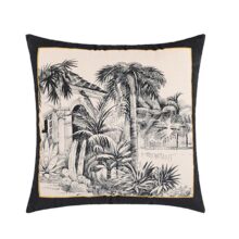 Housse de coussin nature jungle retro noir et blanc 5