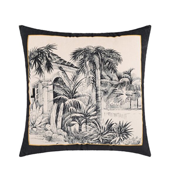 Housse de coussin nature jungle retro noir et blanc 5
