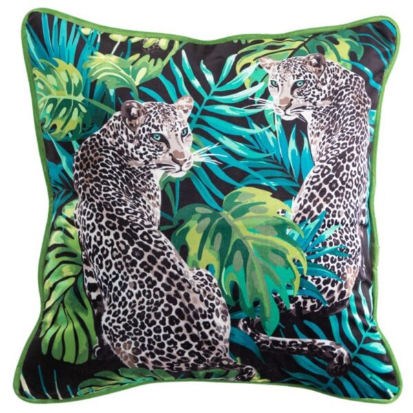 Housse de coussin jungle velours tropical léopard Housse de coussin jungle velours tropical léopard  3