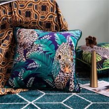 Housse de coussin jungle velours tropical léopard Housse de coussin jungle velours tropical léopard  2