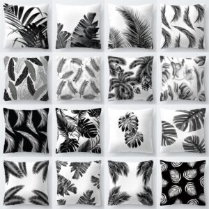 Housse de coussin Nature tropical noir et blanc Housse de coussin Nature tropical noir et blanc 1