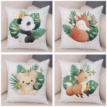 Housse de coussin bébés animaux tropicaux Housse de coussin bébés animaux tropicaux 4