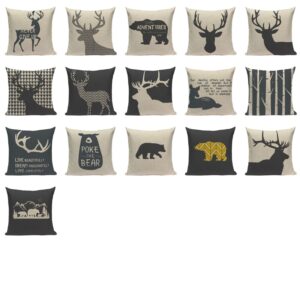 Housse de coussin scandinave cerf et animaux de l’hiver Housse de coussin scandinave cerf et animaux de l'hiver 1
