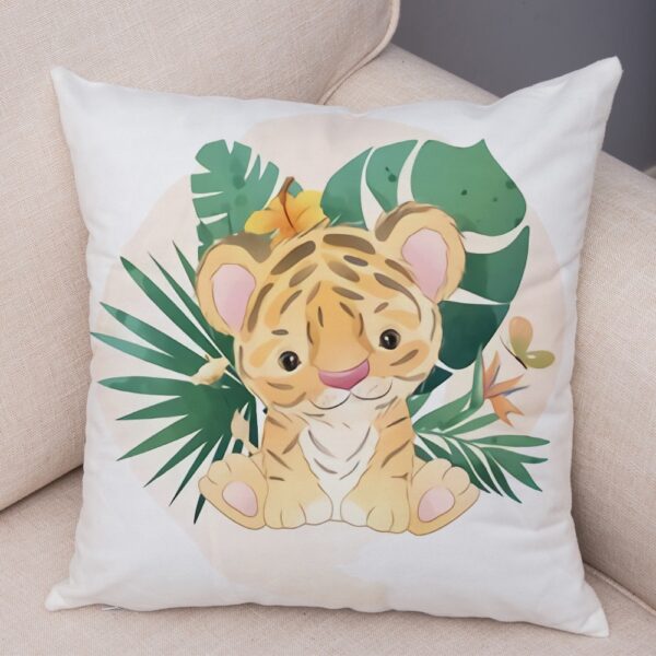 Housse de coussin bébés animaux tropicaux 2