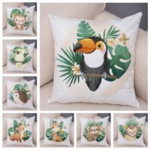 Housse de coussin bébés animaux tropicaux 1