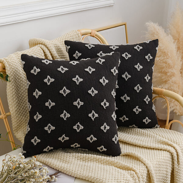Housse de coussin broderie de motifs géométrique Housse de coussin broderie de motifs géométrique 5