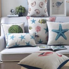 Housse de coussin marin coquillage et crustacé Housse de coussin marin coquillage et crustacé 1