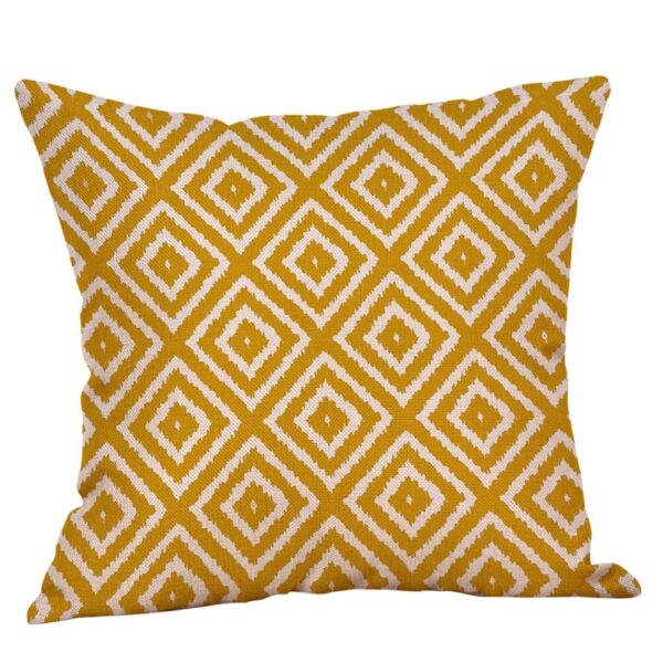 Housse de coussin nordique bande jaune et mosaïque Housse de coussin nordique bande jaune et mosaïque 4