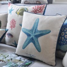 Housse de coussin marin coquillage et crustacé Housse de coussin marin coquillage et crustacé 2