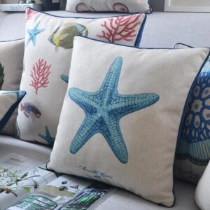 Housse de coussin marin coquillage et crustacé Housse de coussin marin coquillage et crustacé 2