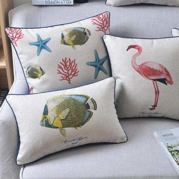 Housse de coussin marin coquillage et crustacé Housse de coussin marin coquillage et crustacé 3