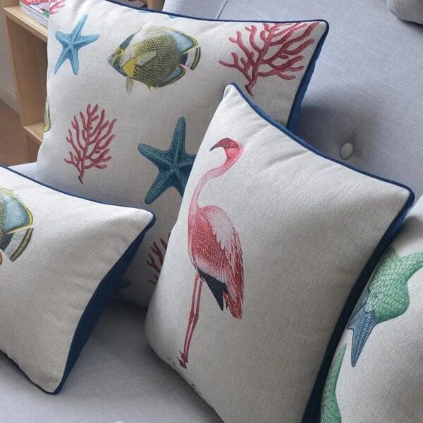 Housse de coussin marin coquillage et crustacé Housse de coussin marin coquillage et crustacé 4